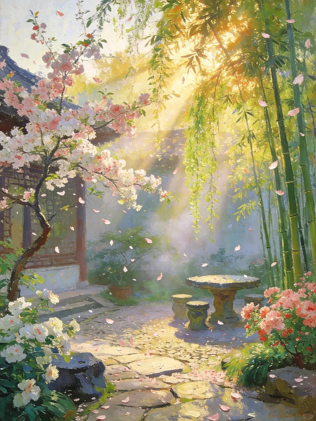 

1000PCS Sunlit Chinese Garden Jigsaw Puzzle,Puzzles for Adults Children Educational Toys Gifts Decor