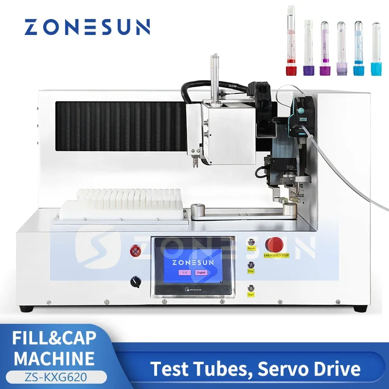 Zonesun ZS-KXG620 Macchina imballatrice per provette Attrezzatura da laboratorio Tappatore riempitivo per fiale monoblocco