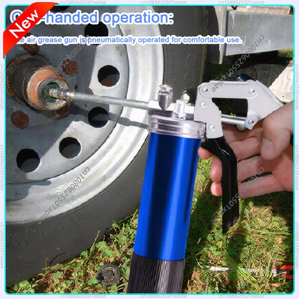 400CC Grease Gun 6000PSI Heavy Duty Air Compressor Grease Gun Flexible Hose Portable Grease Gun 2 Coupler 1 Bent Metal Pipe