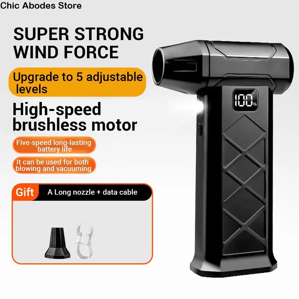 

110000 RPM Powerful Dust Blower Digital Display with LED Light Handheld Turbo Violent Fan Brushless Motor High-Speed