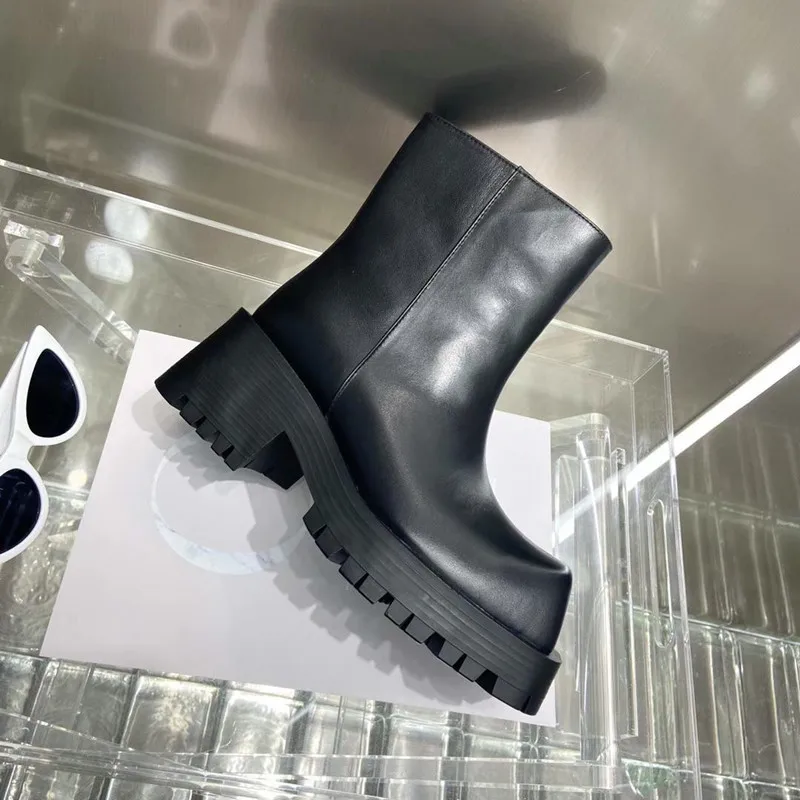 New Fashion High Quality Chelsea Short Boots Women Square Heel