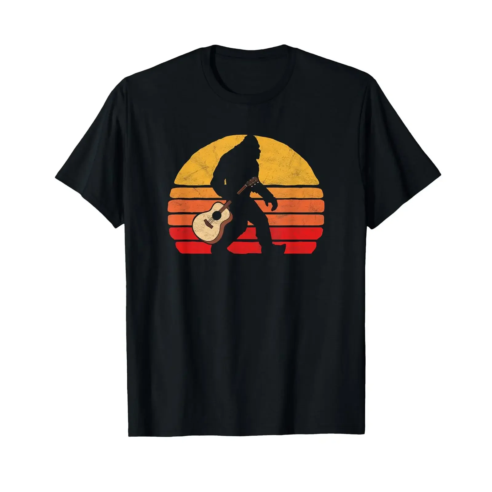 Bigfoot Acoustic Guitar Country Rock Bluegrass Music T Shirt vintage Washed Stylish Unisex Casual Comfortable Soft graphic
