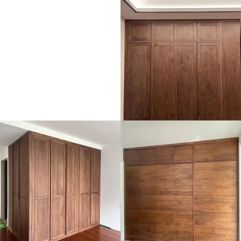 for Nordic  style log black walnut cherry wood all solid wood large wardrobe overall custom bedroom cloakroom order