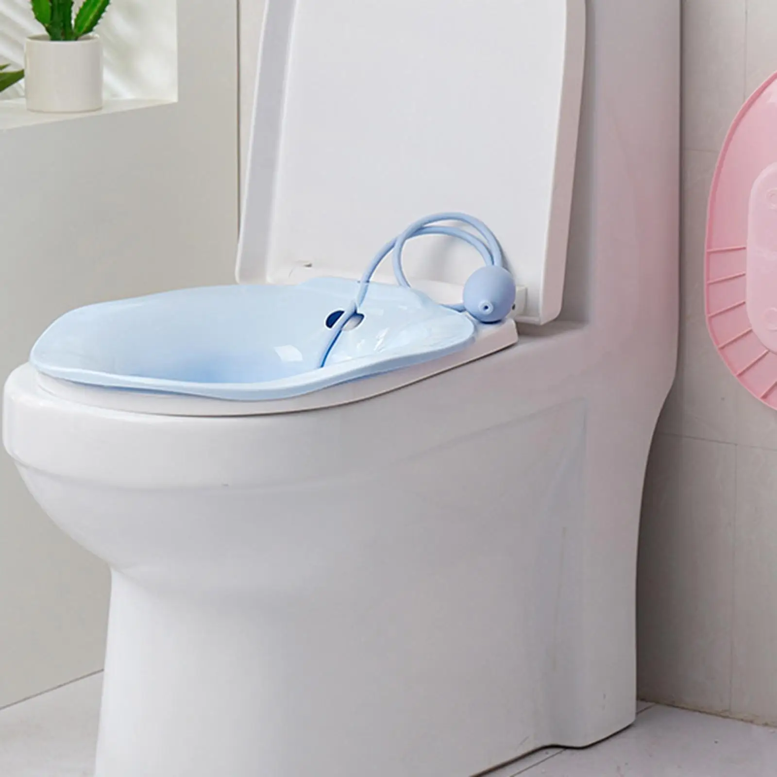 

Sitz Bath Toilet Seat/ with Flusher for Postpartum Hemorrhoids.