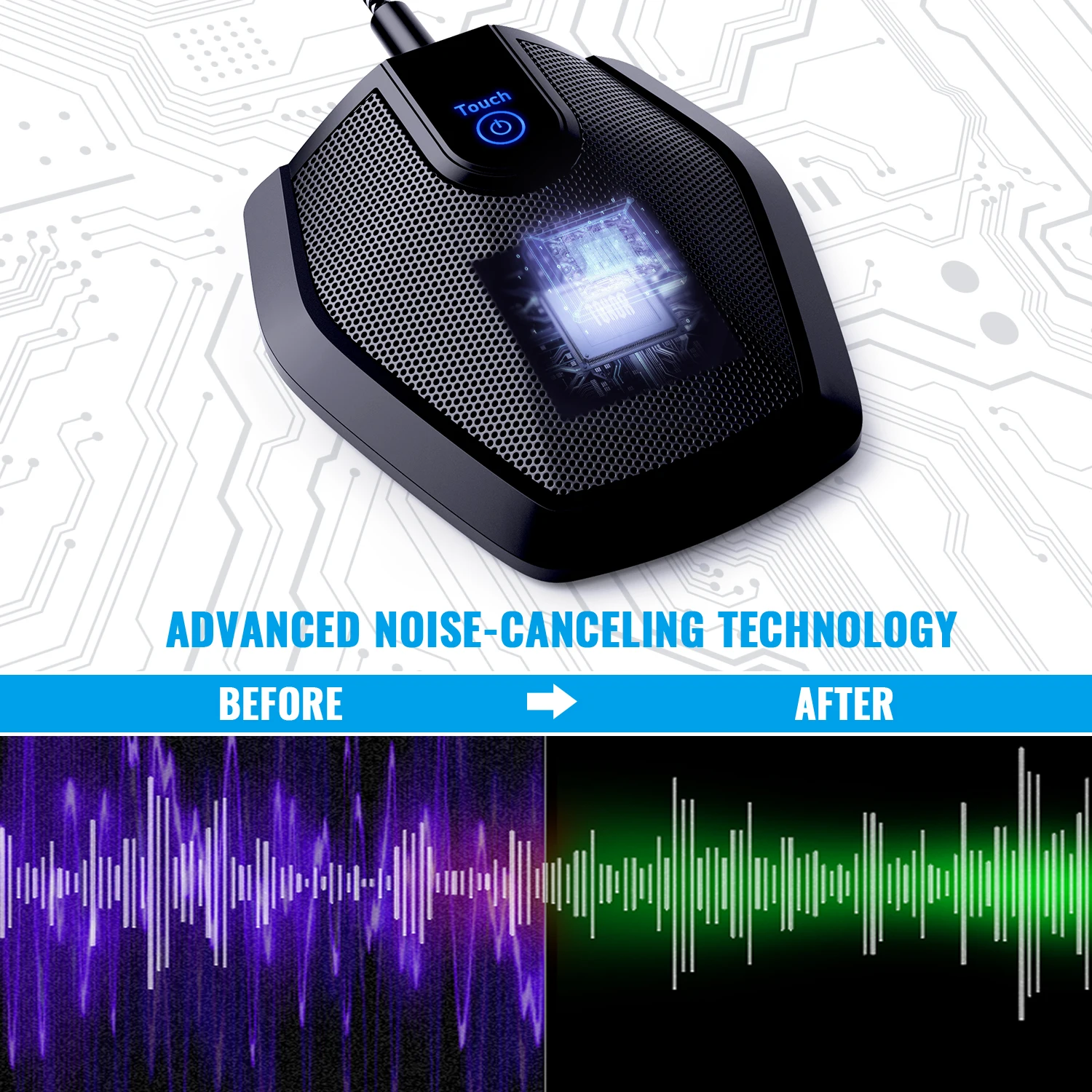 ميكروفون USB للمؤتمرات، ميكروفون للكمبيوتر متعدد الاتجاهات لمؤتمرات الفيديو والتسجيل والسكايب والفئة عبر الإنترنت ومراسل المحكمة #3