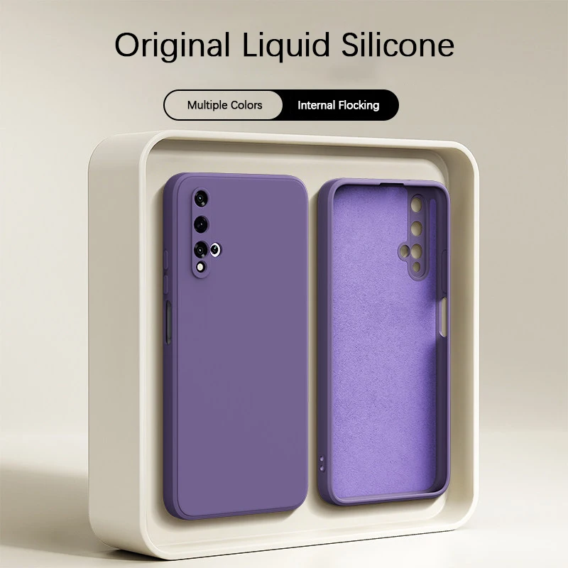 

Shockproof Coque Phone Case for Honor 20 Pro 20Pro Internal Flocking Liquid Silicone Soft Simple Back Cover Original Funda Shell