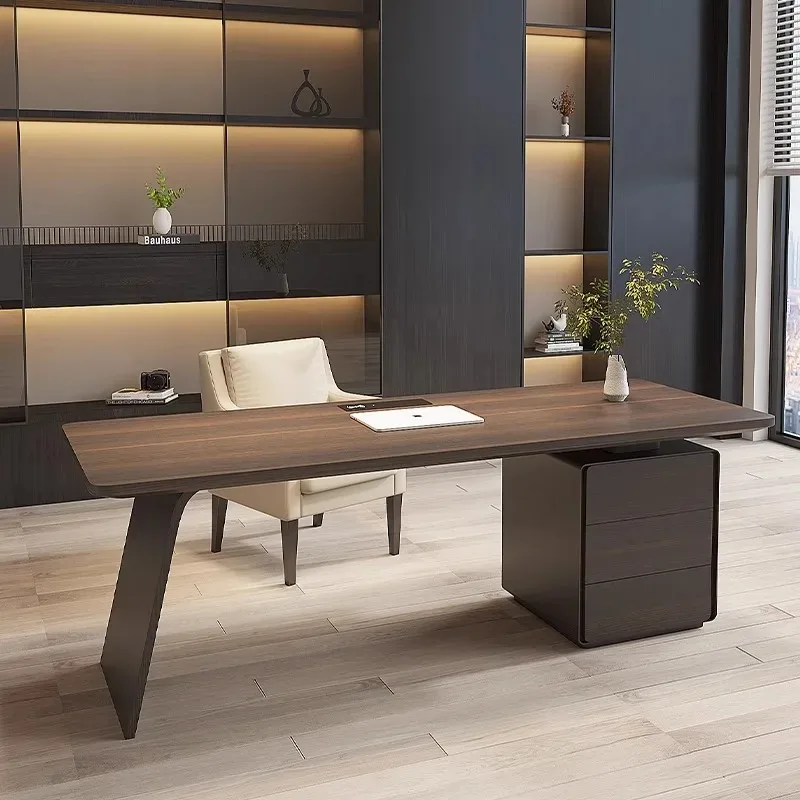 Luxury Aesthetic Office Desk Reception Upgrade Wooden Modern Computer Desk Workstations Black Scrivania Da Ufficio Furniture