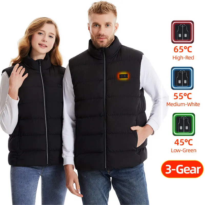 Chaleco calefactado eléctrico USB para hombres y mujeres, chaqueta calefactora recargable, ropa calefactora, esquí de caza, Invierno