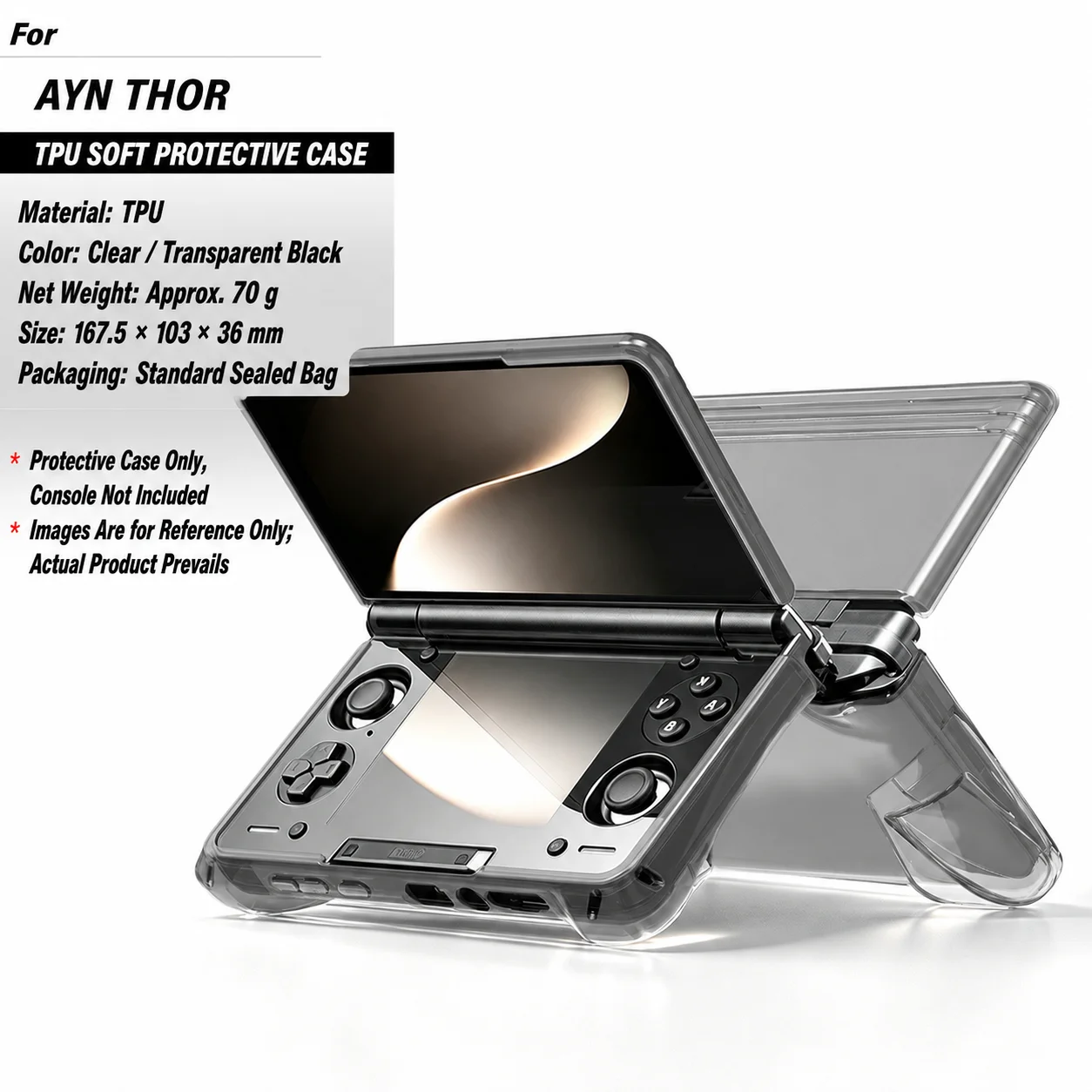 2in1 Soft TPU Transparent Anti-slip Protective Case for AYN Thor Handheld Game Console Drop and Scratch Protective