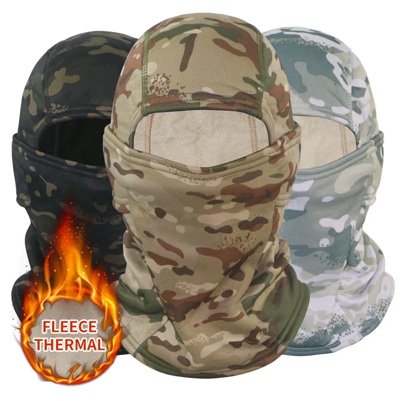 Fleece Thermal Tactical Camouflage Balaclava Full Face Masks Winter Warm Windproof Cycling Hiking Skiing Camo Scarf Mask Hats