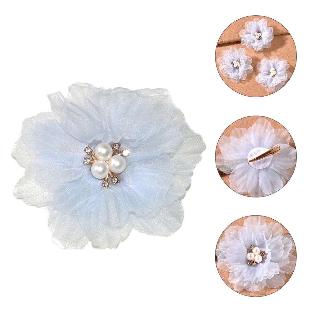 

3Pcs Girls Flower Hair Clips Kids Hair Barrettes Pearls Decorated Hairpin Gifts flower barrette flower hairpin