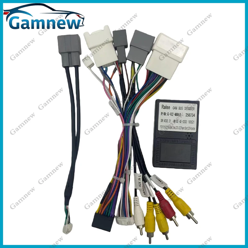 Gamnew Car 16PIN Android Wire Harness Adapter Canbus Box Decoder For Mitsubishi Pajero Sport 2021-2023 G-RZ-MB61