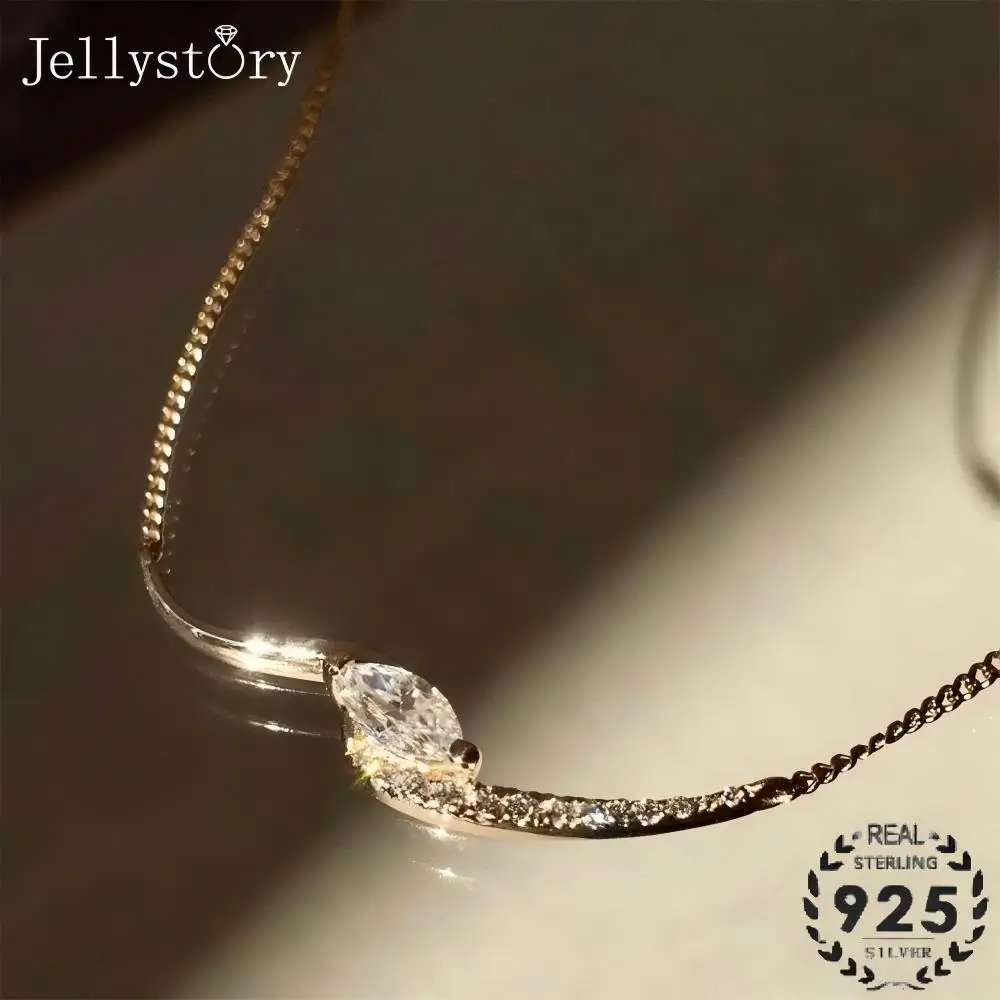 JellyStory Simple Love Knot Necklace for Daily Wear S925 Silver 0.4Ct Moissanite Pendant Light Luxury Everyday Jewelry for Women