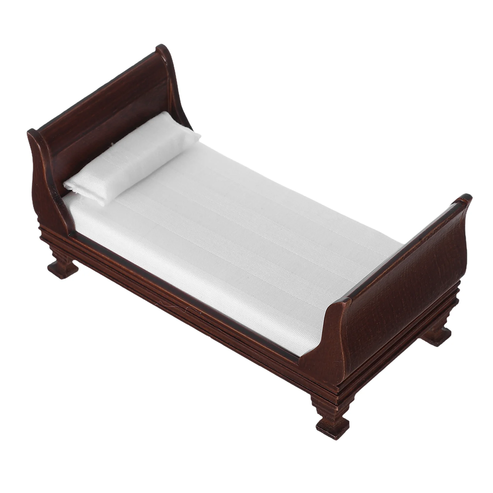 

Wooden Dollhouse Furniture 1:12 Scale Miniature Bedroom Scene Model Single Bed For Dollhouse Realistic Mini Wooden Furniture