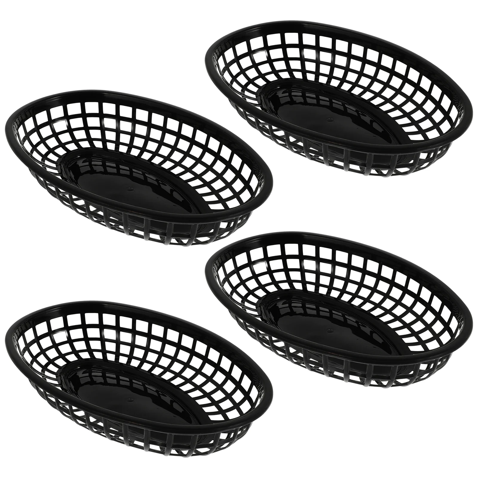 4 Pcs Snack Plate Hamburger Basket Baskets Fruit Plates Woven Plastic Dessert Trays Oval Shape Decorative Vegetable Dishes