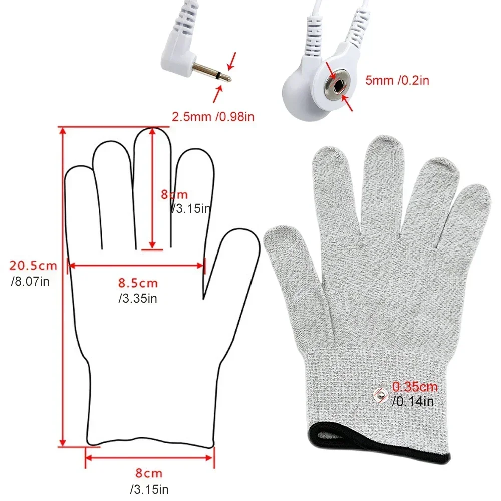 Conductive Silver Fiber Electrode Gloves Electrotherapy Massage Pulse Massage Electrodes Cables Home Handheld Health Care Tools