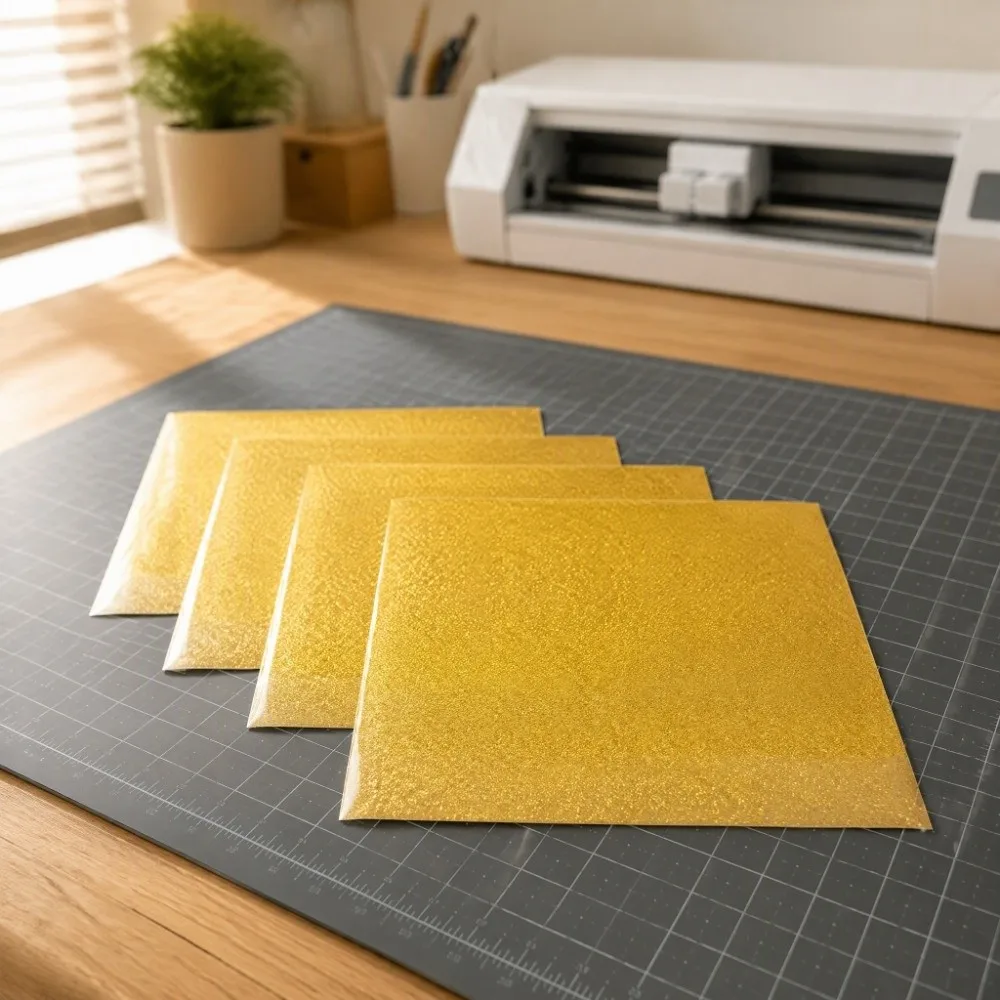 4pcs Heat Transfer Film Gold Glitter Htv Heat Transfer Sheet Gold Gold Iron On Vinyl Iron On Film Gold Heat Transfer Vinyl