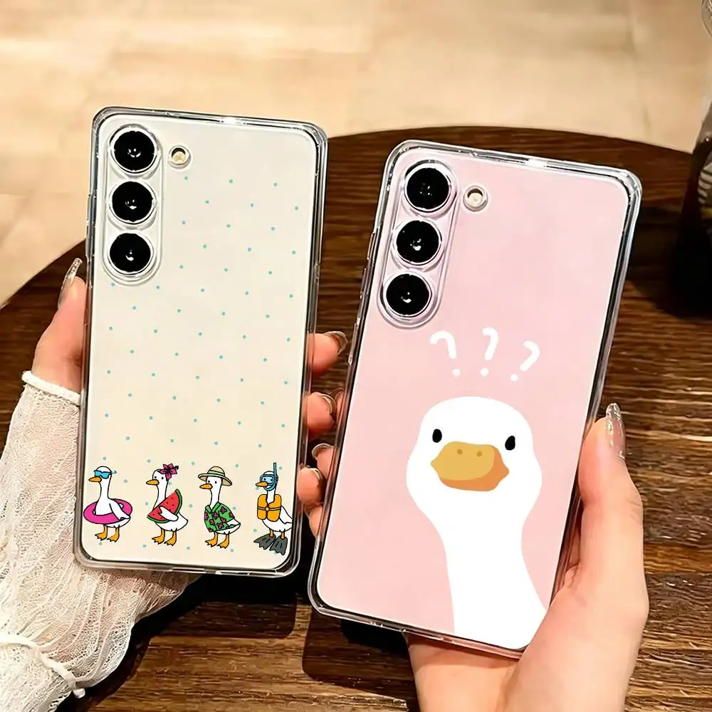 Cartoon Duck Goose Phone Case For Samsung GalaxyA13,21s,22,31,32,52,53,71,72,73 Transparent Cover