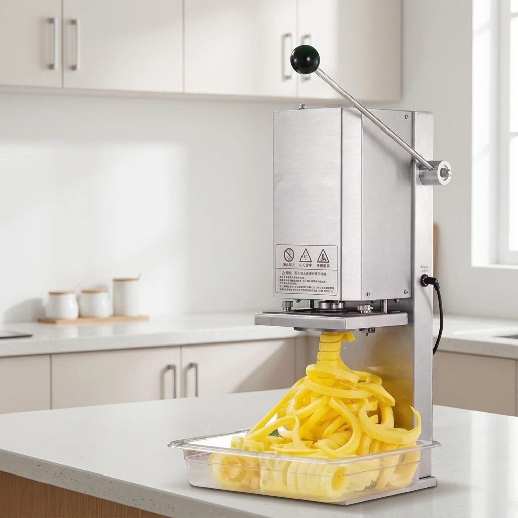 New Portable Electric Spiral Potato Cutter 100kg/hour Twister French Fries Machine Curly Chips Automatic High Productivity for