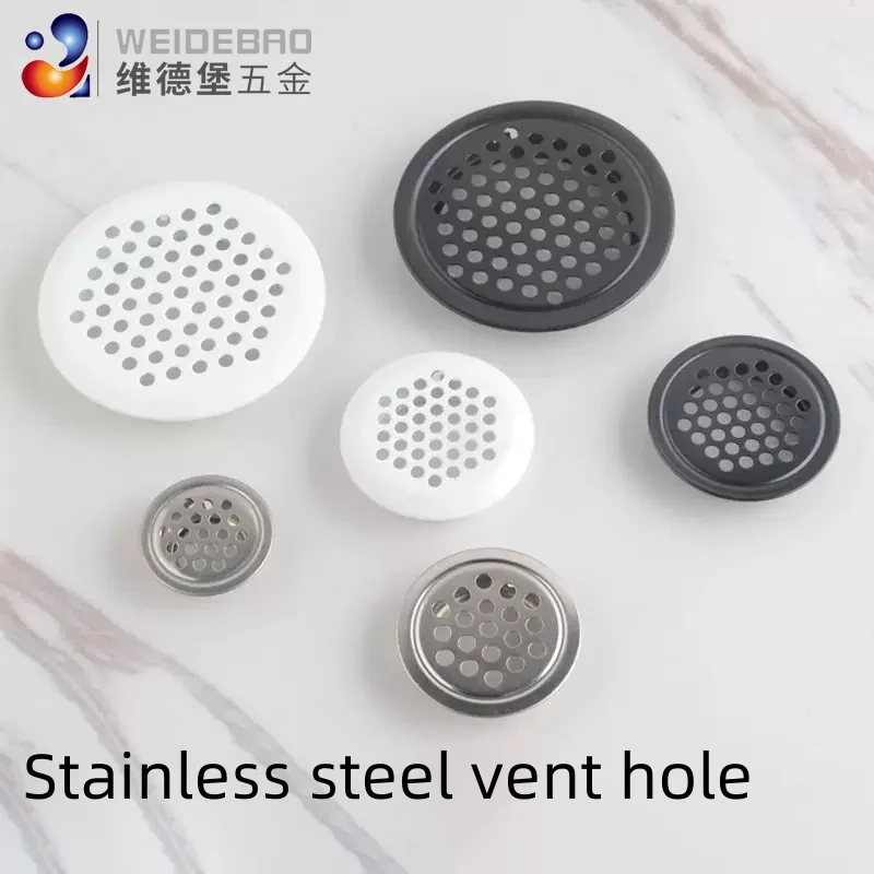 Home 5Pcs Stainless Steel Circular Louver Mesh Ventilation Hood Plug, Decorative Grille Cover for Kitchen Wardrobe Home Improvem