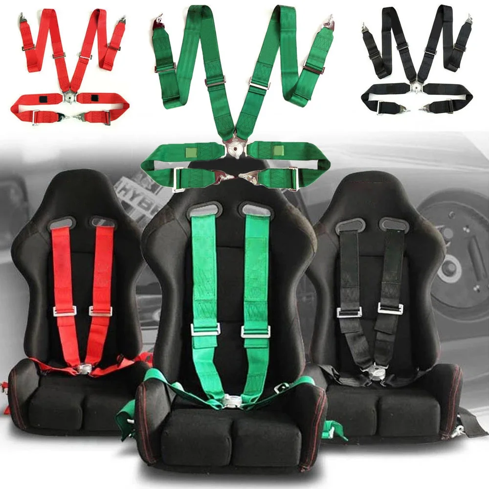 4 Point Safety Harness Modified Car Seat universal Racing Snap-On Seat Belt Harness Safe Shoulder Strap Adjustable