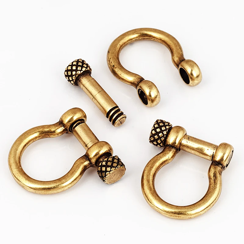Trendy Antique Brass Horse Foot Carabiner Mountaineering Screw on Buckle Clasp,Luxury Handmade Hooks Chain Jewelry Supplies N03