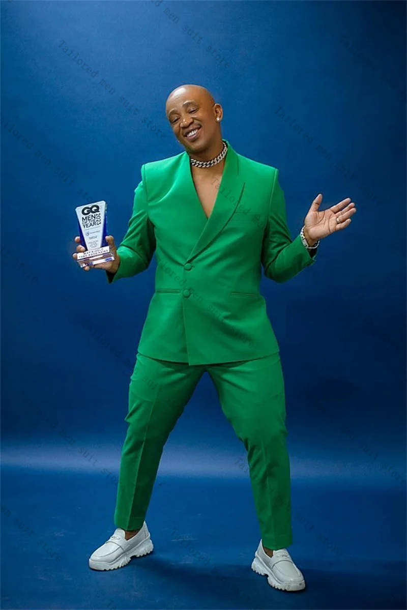 

Green Fashion Men Suits Set 2 Pieces Blazer+Pants Trousers Autumn Wedding Tuxedos Jacket Formal Office Business Groom Male Coat