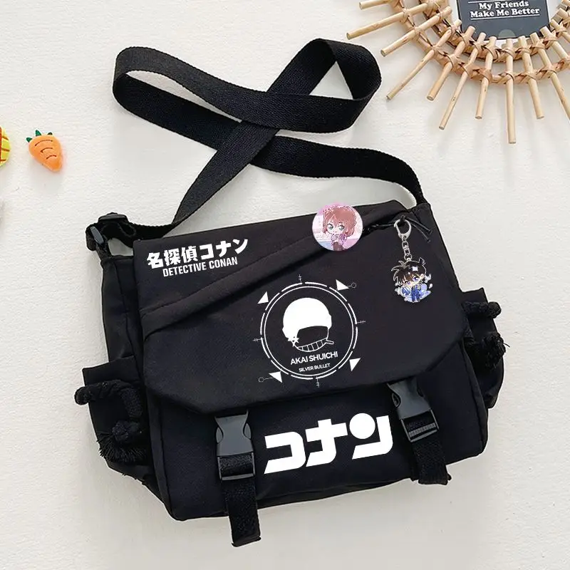 حقيبة كروس بنمط الرسوم المتحركة للمحقق كونان إيدوغاوا كونان كيد ذا فانتوم ثيف، حقيبة كتف أنيقة للطلاب ذات سعة كبيرة