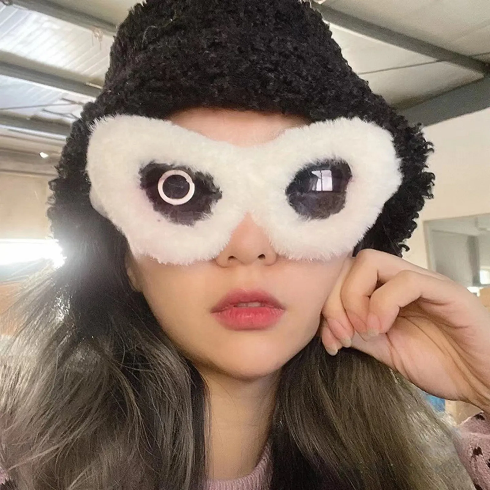 Okulary przeciwsłoneczne na Halloween, kostium, modne, urocze, kolorowe, pluszowe, puszyste, akcesoria do przebierania, punkowe, miękkie, aksamitne okulary przeciwsłoneczne