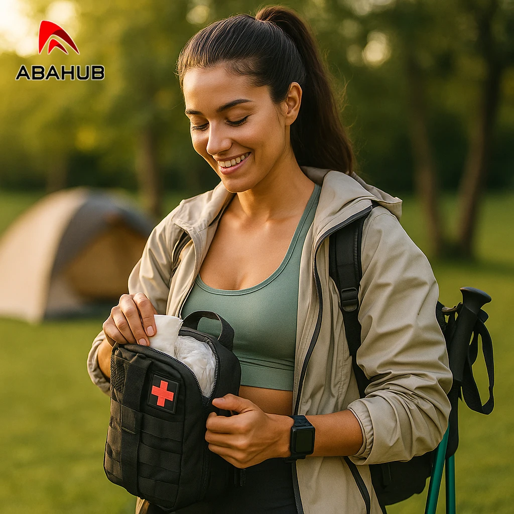 Red & Black First Aid Kit with Tourniquet, EMT IFAK Supplies, Portable Emergency Survival Backpack for Camping & Hiking