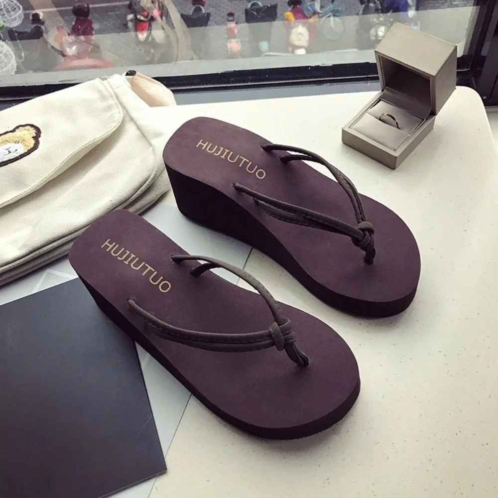 

Anti Odor EVA Thick Soled Flip Flops Slides Sandals Soft Bottom Outer Wear Slippers Anti Slip Streetwear Thick Soled Shoes Women