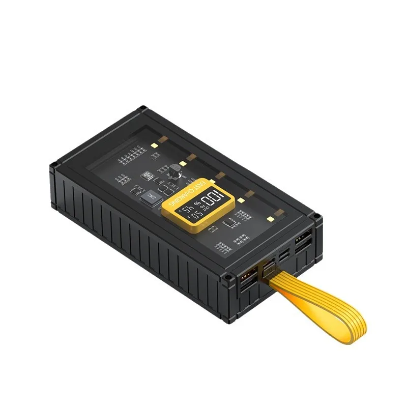 ميكا شفافة شحن سريع حاوية شاشة ديجيتال قوة البنك 20,000 مللي أمبير سعة كبيرة جدًا مصدر طاقة متنقل