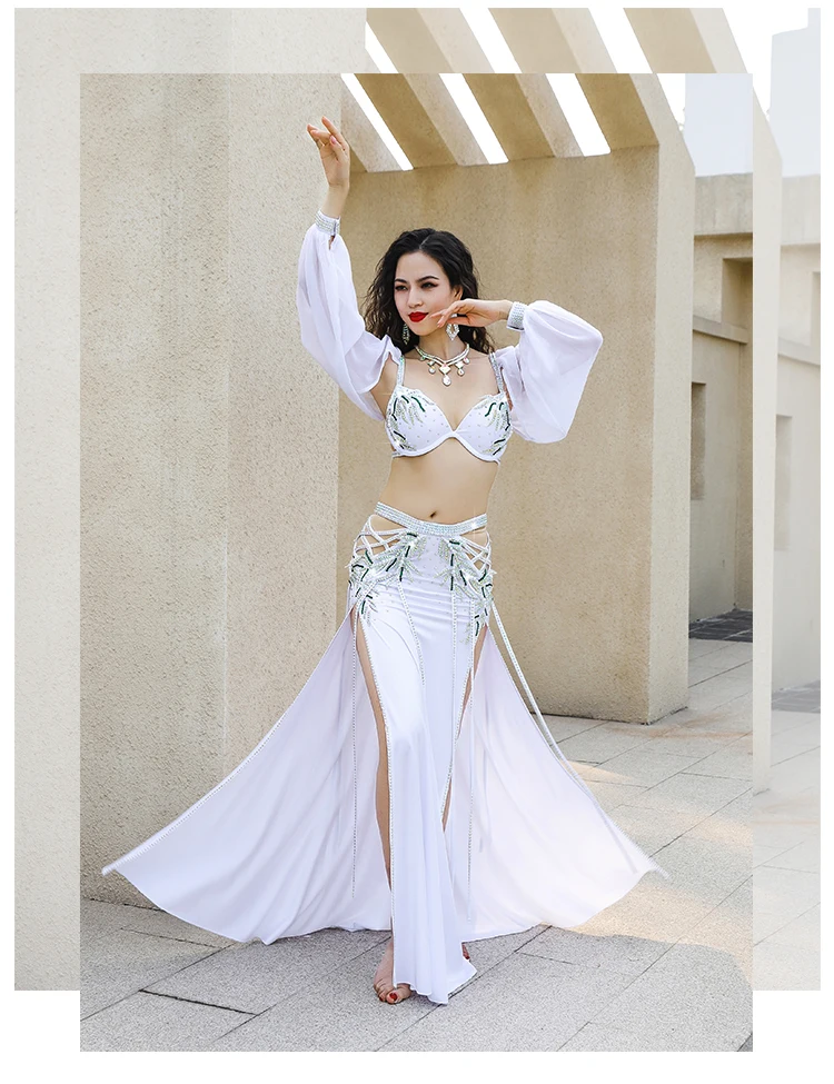 Women Egyptian Belly Dance Costume Set Popsong Performance Oriental Dance Outfit Group Competition Costumes Maxi Fringes Skirt