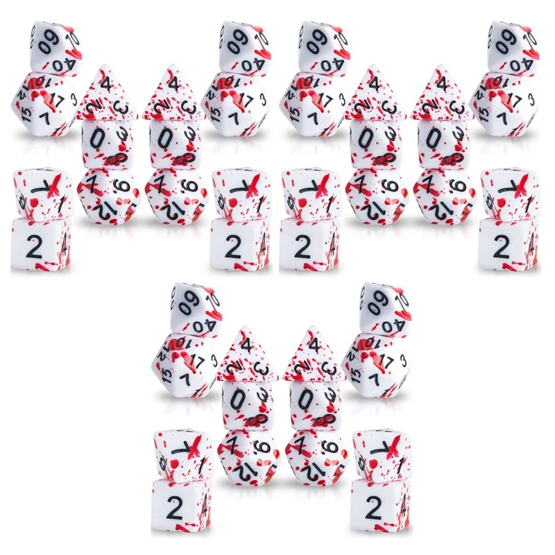 42 Pieces Blood Splatter Dice Polyhedral 7-Die Dice Set For RPG DND Role Playing Dice Games