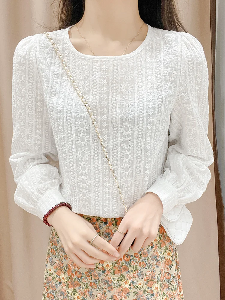 

Ele White Lace Base irt Women's Spring Autumn New Sle Beautiful Inner Wear Charming Small irt Super Fairy Cotton Bl...