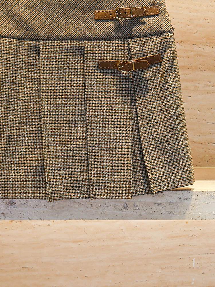 SIVOS High-End Women's ort Pleated Skirt Autumn College Sle Cheered f-length Skirt High Waist A-Line Silhouette