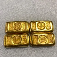 1pcs china antique Collection rotundity golden bar gold bullion ingot Family decoration metal handicraft
