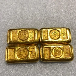 1pcs china antique Collection rotundity golden bar gold bullion ingot Family decoration metal handicraft