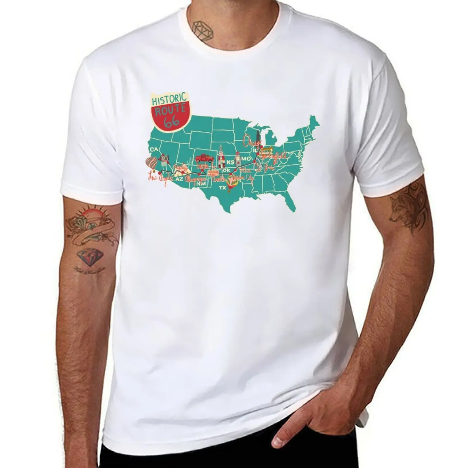 

Historic Route 66 Map T-Shirt t shirts for man graphic funny funny t shirts man T-Shirt
