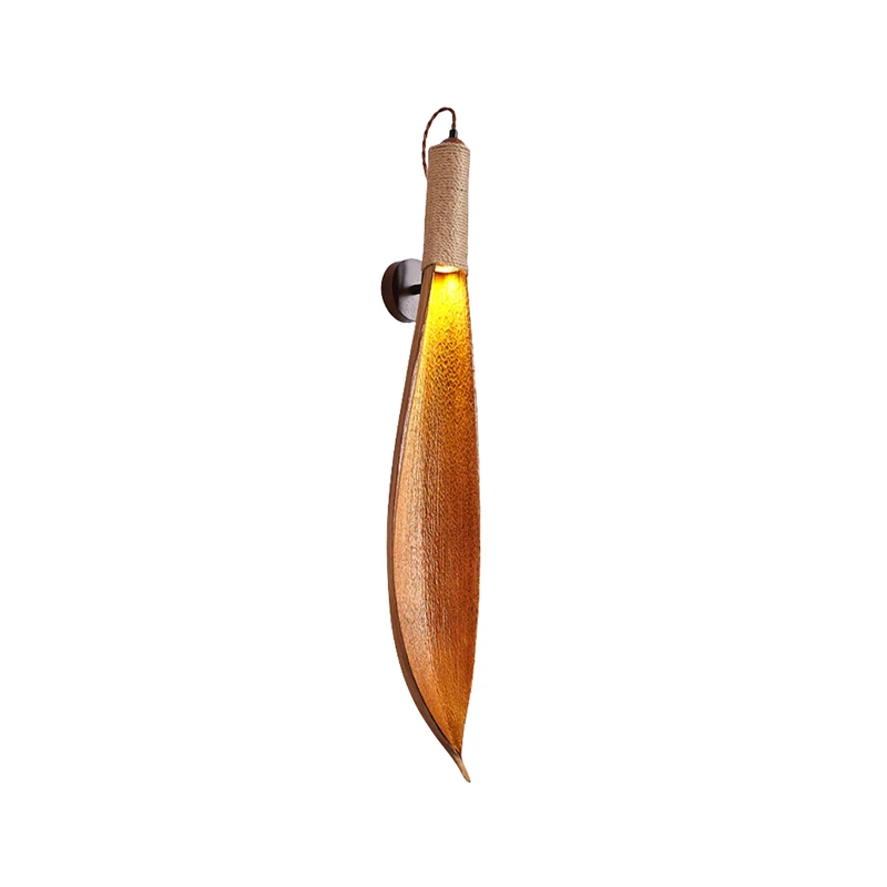 

Modern Creative Natural Cocoa Leaf Designer Wall Lamps Retro Restaurant Hotel Clubhouse Corridor Aisle Living Room Decoration