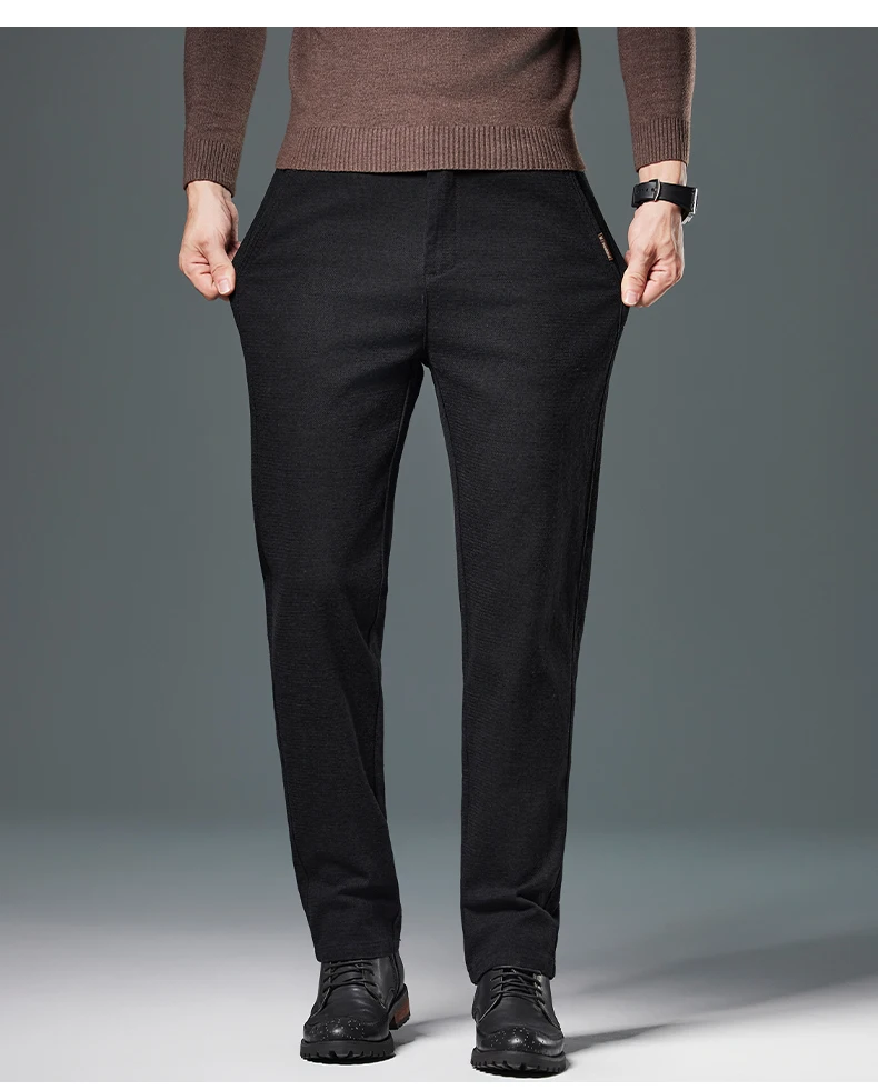 Herbst-Winter-Herren-Freizeithose, Business-Slim-Fit, gerade geschnitten, mit elastischem Bund, Arbeitshose, Cargo-Hose, einfarbig, koreanischer Stil, Stretch-Hose für Herren – Detail 12