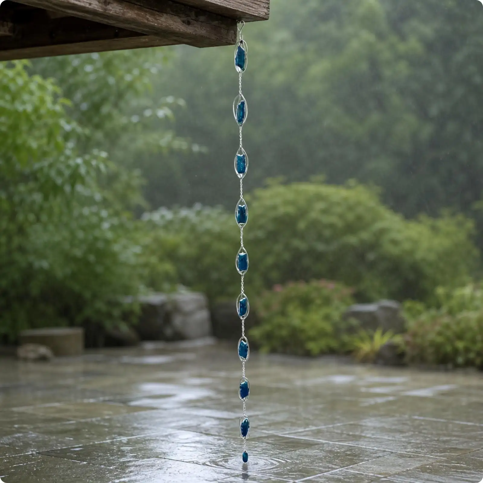 Rain Chain Decorative Metal Gutter Chain with Oval Links and Owl Top for Patio Courtyard Rainwater Collection Basin