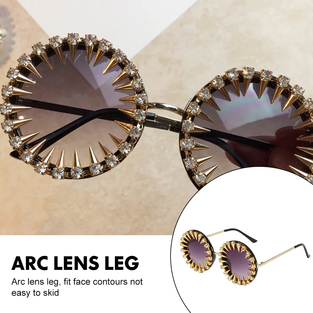 

1Set Retro Rivet Studded Eyeglasses Rhinestone Sunglasses Lightweight Vintage Style for Women Summer Travel Party Eyewear