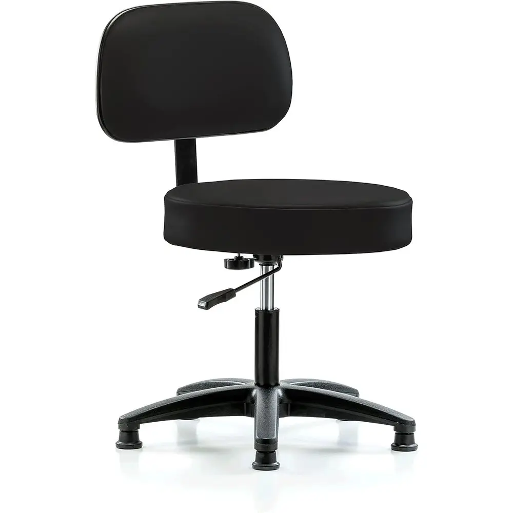

Height-Adjustable Exam Stool with Backrest, Desk Height 18.5-24, Black Vinyl