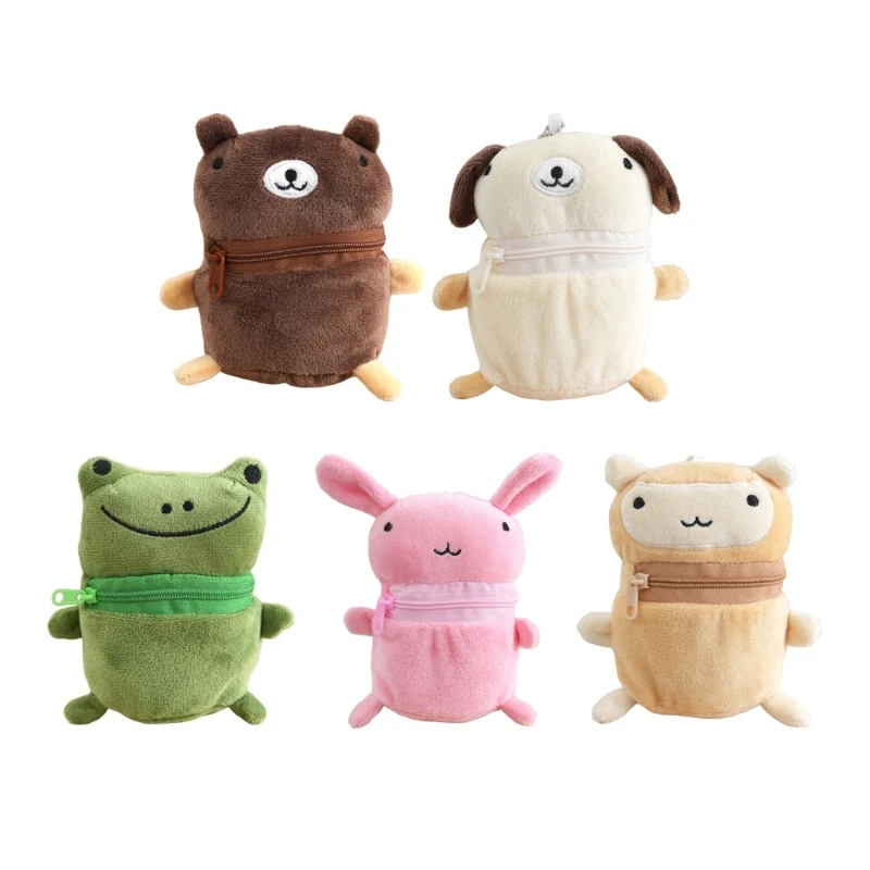 340D Small plush wallet bag with front opening for coins and daily carry