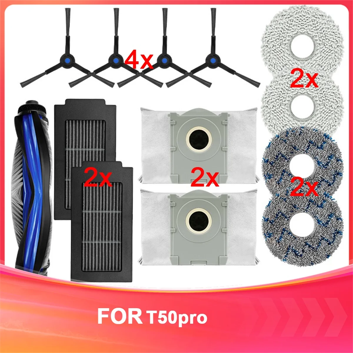 Suitable for Ecovacs T50pro Robot Vacuum Cleaner Accessories Vacuum Cleaner Parts Vacuum Cleaner Replacement Kit