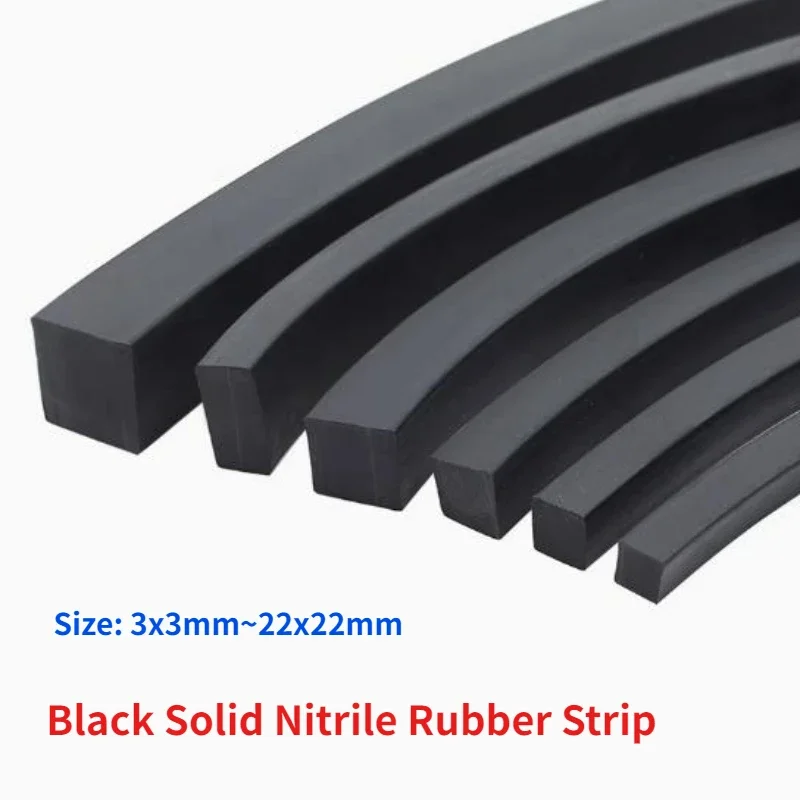 Bande carrée en caoutchouc Nitrile massif noir, 1/2/5/10 mètres, bande d'étanchéité NBR pour joint marin résistant à l'huile, 3x3mm ~ 22x22mm
