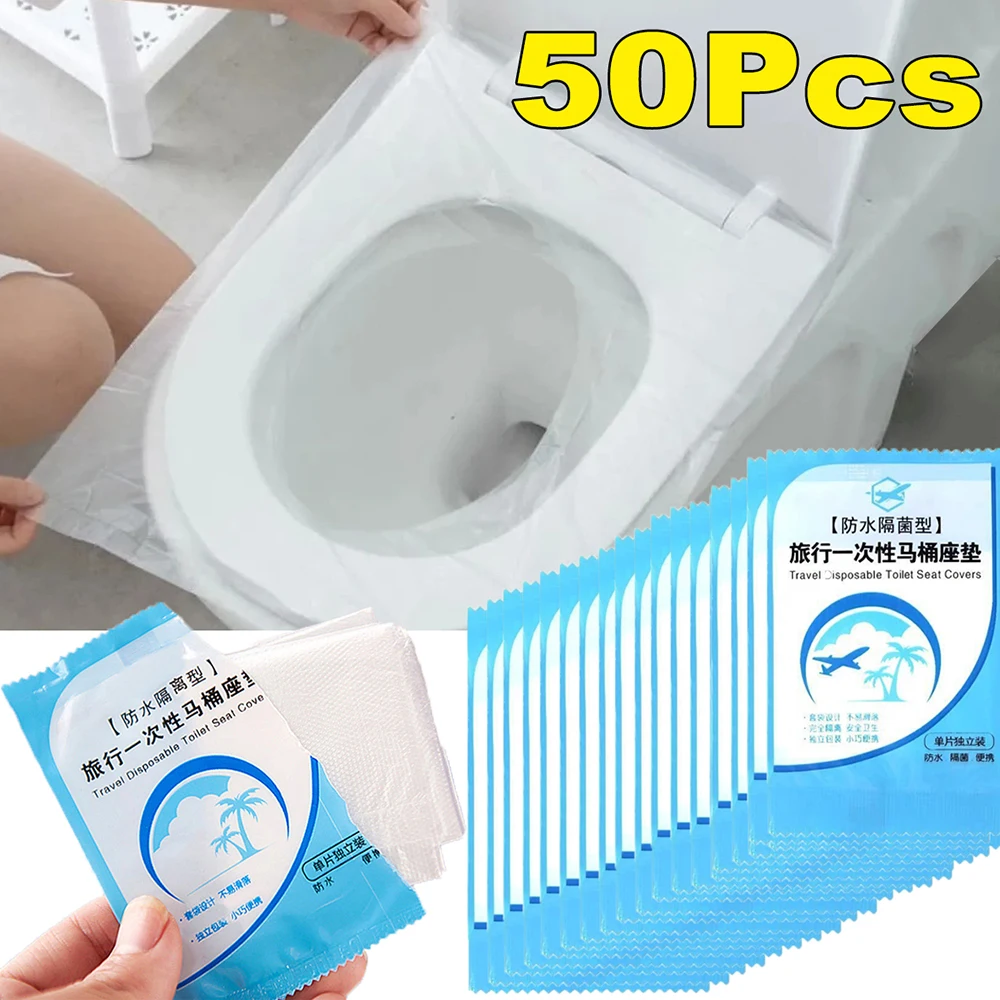 10/50Pc Disposable Toilet Seat Cover for Travel 100% Waterproof Non-Slip Camping Hotel Safety Toilet Seat Mat Bathroom Paper Pad