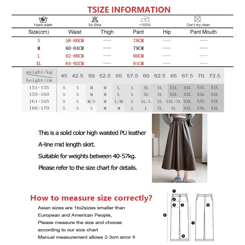 Women Fashion PU Leather Skirt Vintage Pocket High Waist Mid-Length Skirt Solid Loose A-line Skirt Streetwear Autumn/Winter TRAF