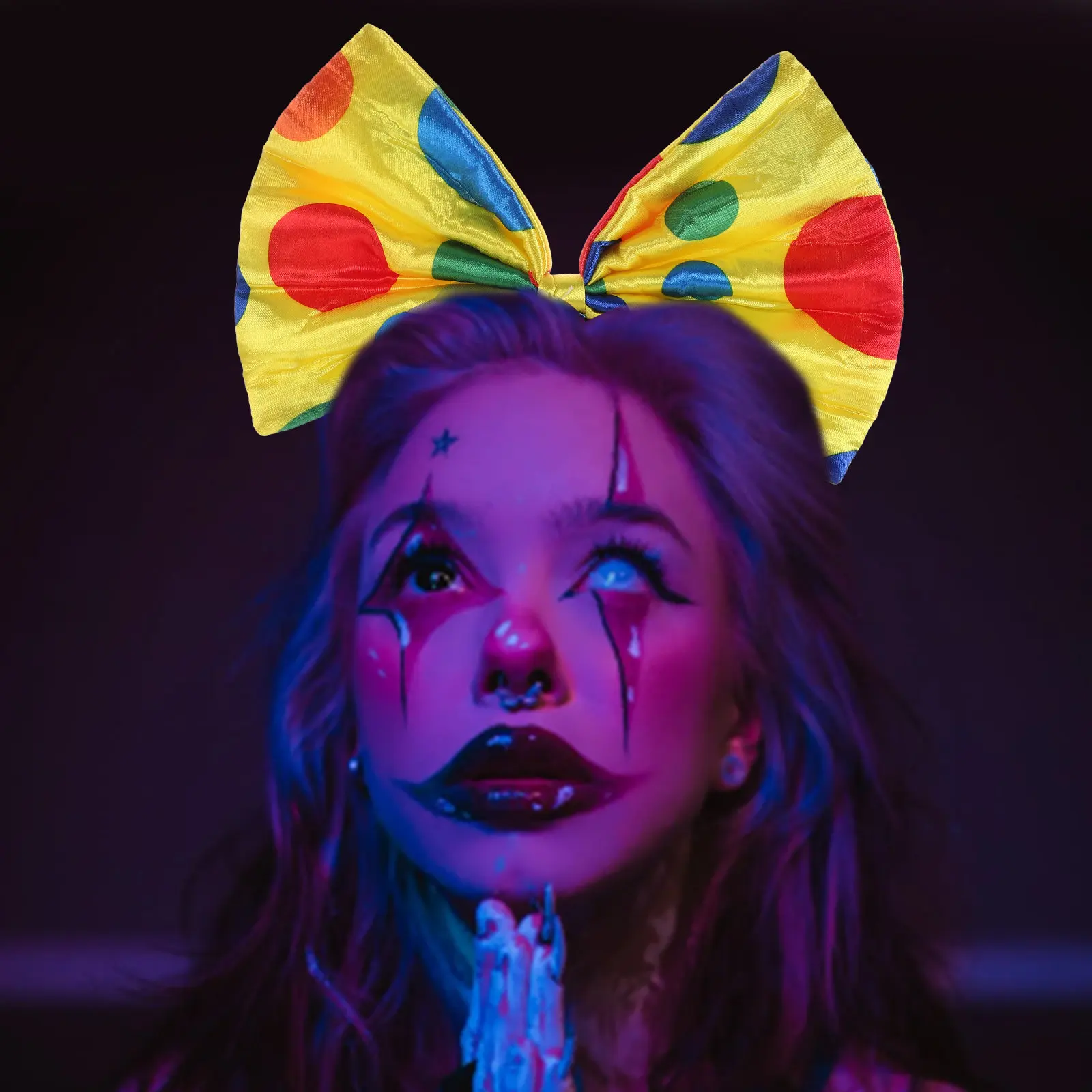 Clown Bow Headband Unique Dots Design Smooth Texture Non Damaging Hair Halloween Party Dress Up Cosplay Headdress Prop Accessory